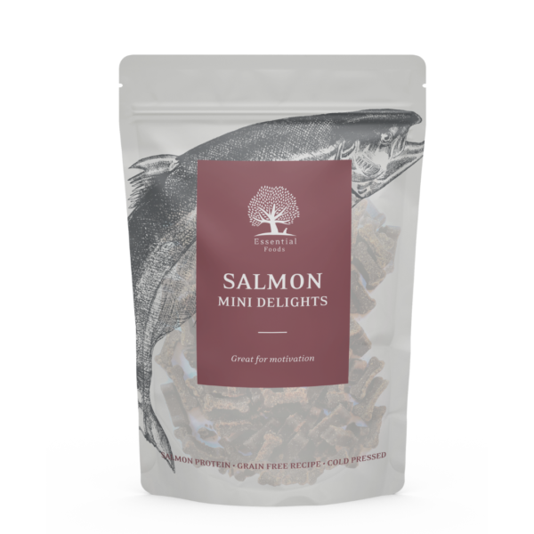 Essential mini delights zalm / salmon koudgeperste hondensnacks op basis van zalm